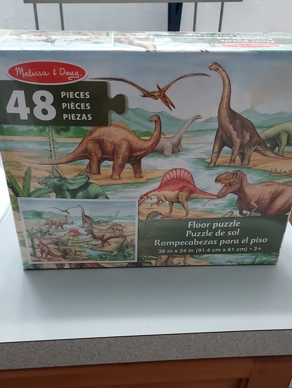 Melissa & Doug Dinosaur Floor Puzzle - Green, Brown, Red